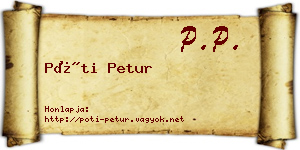 Póti Petur névjegykártya